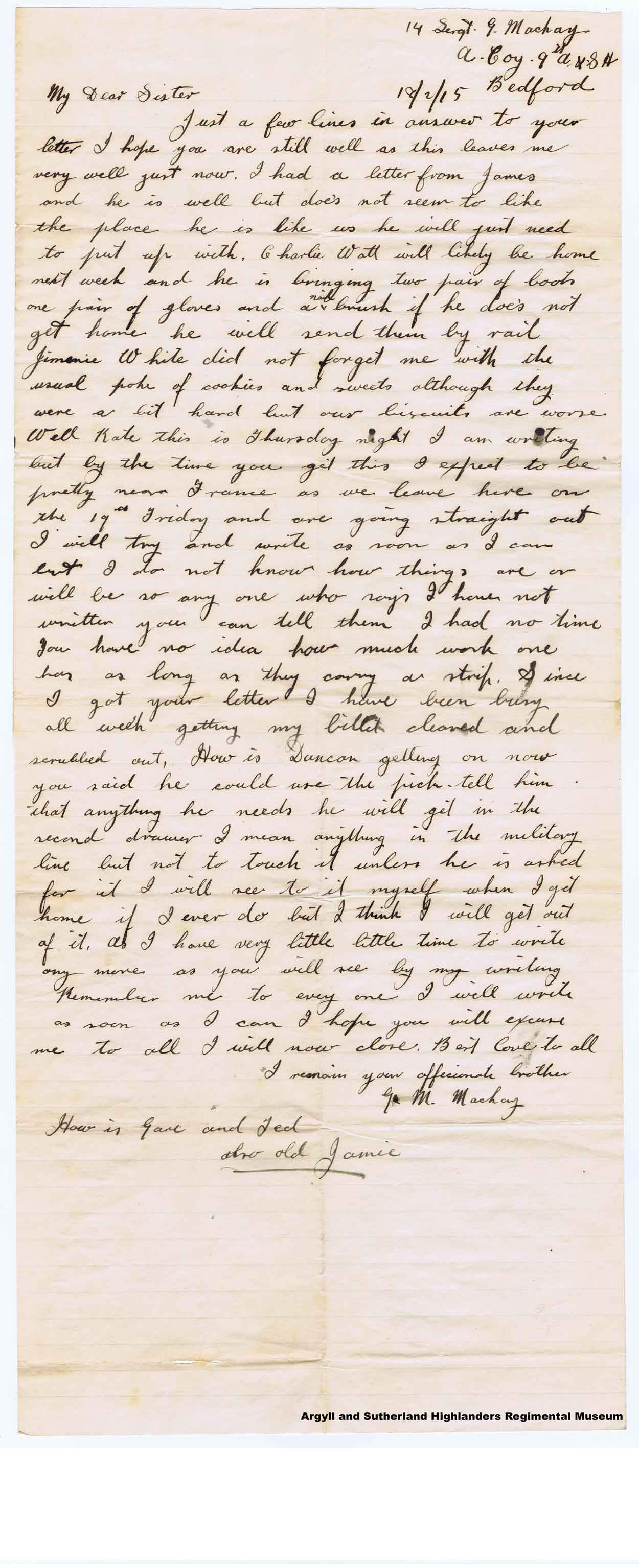 George Mackay Letter